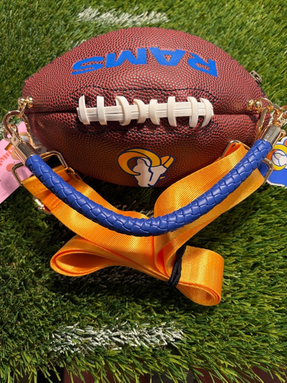 Rams Football Crossbody Bag - Brown & Blue